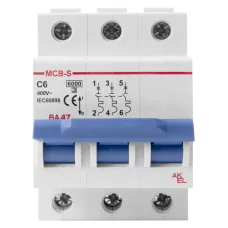 Выключатель автоматический ВА47-MCB-S-3P-C6-AC 3P/6A/C/6кА