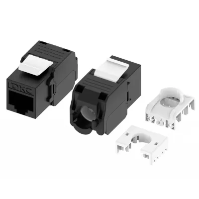 Модуль Кейстоун (Keystone) RJ45 CAT6              неэкранированный, 180 градусов,                   безынструментальный монтаж (Toolless), чёрный     (применим с инструм