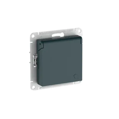 ATLASDESIGN РОЗЕТКА с заземлением со шторкой с крышкой, 16А, IP20, быстрозажимные клеммы, ИЗУМРУД