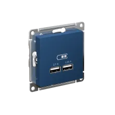 ATLASDESIGN USB РОЗЕТКА A+A, 5В/2,1 А, 2х5В/1,05 А, механизм, АКВАМАРИН