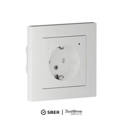 ATLASDESIGN SMART РОЗЕТКА с заземл., со шт., Zigbee, L+N, 16А, мех., БЕЛЫЙ