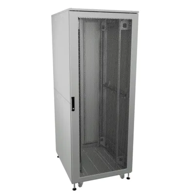 Шкаф напольный разобранный 19'' IT-CQE-N 24U 600x1000 мм, крыша с вырубкой, дверь перф. и перф., одинарные боковые панели, серый RAL7035