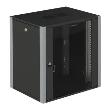 Шкаф телекоммуникационный настенный 19' 6U дверь стекло IP20. 600x350x315mm(ШхГхВ) цвет черный(RAL 9004/RAL7000)