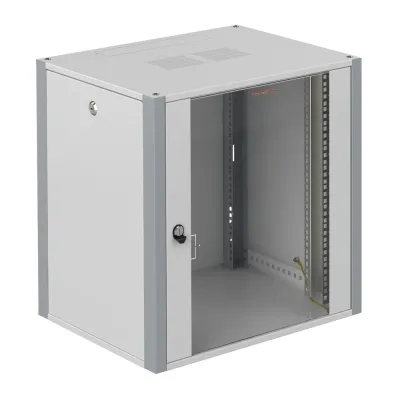 Шкаф телекоммуникационный настенный 19' 9U дверь стекло IP20. 600x350x450mm(ШхГхВ) цвет серый(RAL 7035/RAL7000)