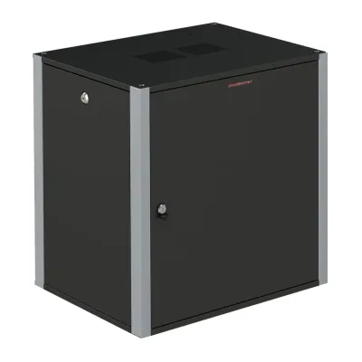 Шкаф телекоммуникационный настенный 19' 15U дверь металл IP20. 600x350x720mm(ШхГхВ) цвет черный(RAL 9004/RAL7000)
