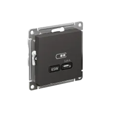 ATLASDESIGN USB РОЗЕТКА тип-С 65Вт высокоскор.заряд. QC, PD, механизм, БАЗАЛЬТ