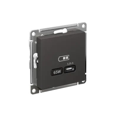 ATLASDESIGN USB РОЗЕТКА тип-С 65Вт высокоскор.заряд. QC, PD, механизм, БАЗАЛЬТ