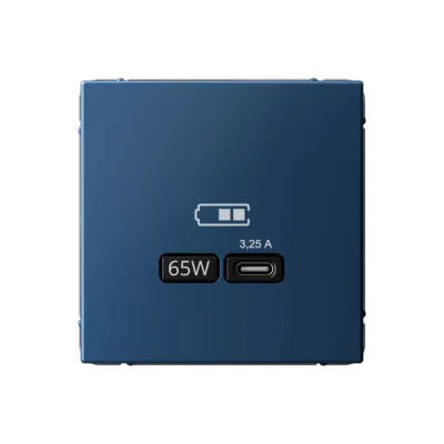 ARTGALLERY USB розетка тип-С 65Вт высокоскор.заряд. QC, PD, механизм, аквамарин