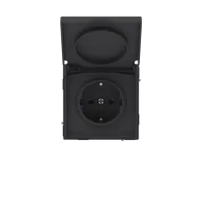 Розетка силовая, 2P+E, с з/ш, с крышкой, IP44, KANT, черный уголь