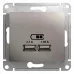 Розетка GLOSSA USB A+A 5B/2100mA 2х5В/1050мА механизм платина
