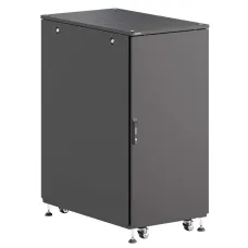 Шкаф напольный разобранный 19'' IT-CQE-N 24U 600x600 мм, крыша с вырубкой, сплошная металл и сплошная металл, одинарные боковые панели, черный RAL9005