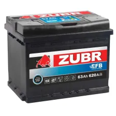Аккумулятор автомобильный ZUBR EFB 63Ah R+