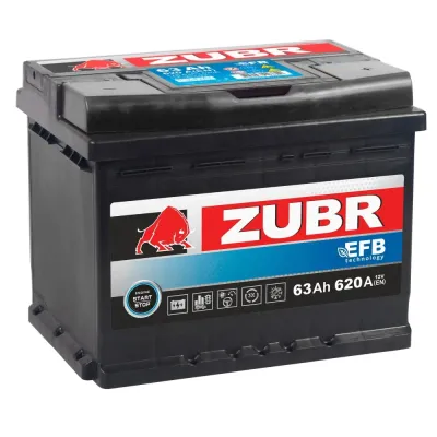 Аккумулятор автомобильный ZUBR EFB 63Ah R+