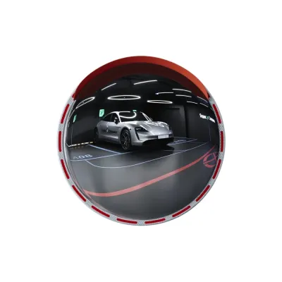 Зеркало сферическое с козырьком d-500 мм из нержавеющей стали