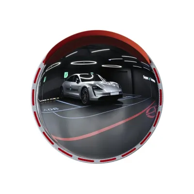Зеркало сферическое с козырьком d-800 мм из нержавеющей стали