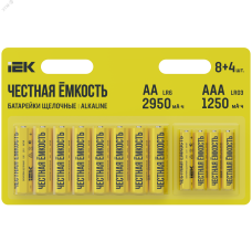 Батарейка щелочная Alkaline LR6/AA+LR03/AAA (8+4шт/блистер)