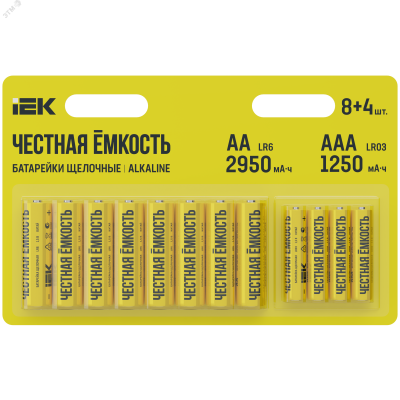 Батарейка щелочная Alkaline LR6/AA+LR03/AAA (8+4шт/блистер)