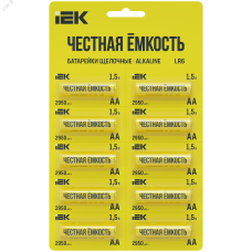 Батарейка щелочная Alkaline LR6/AA (10шт/отрывной блистер) IEK