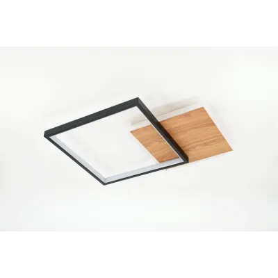 Светильник потолочный светодиодный ЭРА Модерн Ferre CLL-1-60-RC BK+Wood с ДУ 60W 3000-6500К черный/дерево