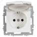 BRITE Розетка 1-местная с заземлением с защитными шторками и крышкой 16А IP20 РСбш10-3-БрАБ арктический белый IEK