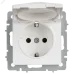 BRITE Розетка 1-местная с заземлением с защитными шторками и крышкой 16А IP20 РСбш10-3-БрАБ арктический белый IEK