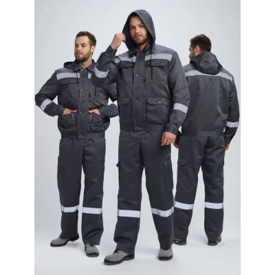 Костюм Титан-2 СОП с капюшоном CH (тк.Смесовая,210) п/к, т.серый/св.серый 60-62/ 182-188