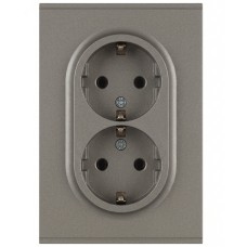 Розетка скрытого монтажа в рамку двойная с заземлением 2X2P+E Schuko 16А-250В титан 16-2104-07 Arktik