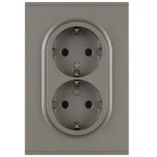 Розетка скрытого монтажа в рамку двойная с заземлением 2X2P+E Schuko 16А-250В титан 16-2104-07 Arktik