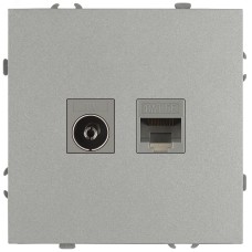 Розетка скрытого монтажа в рамку комбинированная RJ45+TV IP20 алюминий 15-3110-03 Galaxy