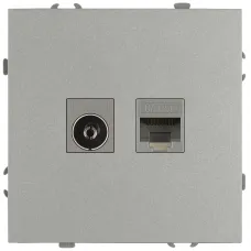 Розетка скрытого монтажа в рамку комбинированная RJ45+TV IP20 алюминий 15-3110-03 Galaxy
