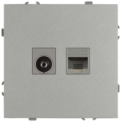 Розетка скрытого монтажа в рамку комбинированная RJ45+TV IP20 алюминий 15-3110-03 Galaxy