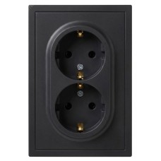Розетка скрытого монтажа в рамку с заземлением двойная 2X2P+E Schuko со шторками IP20 16А-250В антрацит 15-2105-05 Galaxy