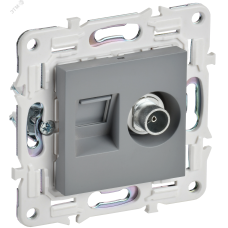 SKANDY Розетка двойная TV+RJ45 кат.6E SK-A15Gr серый IEK