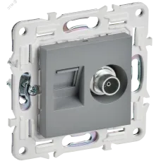 SKANDY Розетка двойная TV+RJ45 кат.6E SK-A15Gr серый IEK