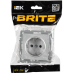 BRITE Розетка 1-местная с заземлением с защитными шторками 16А безвинтовое крепление РС24-1-0-БрА алюминий IEK