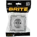 BRITE Розетка 1-местная с заземлением с защитными шторками 16А безвинтовое крепление РС24-1-0-БрА алюминий IEK
