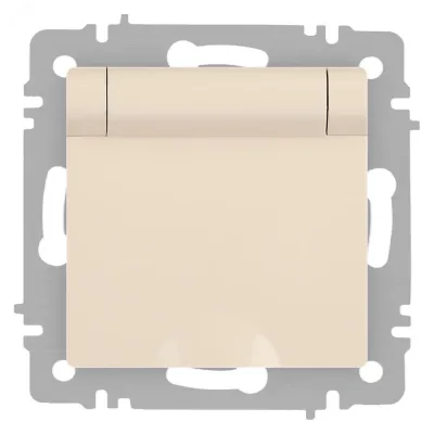 Розетка Intro Accent 6-203-02 2P+E Schuko с крышкой, 16А-250В, IP20, СУ, сл.кость