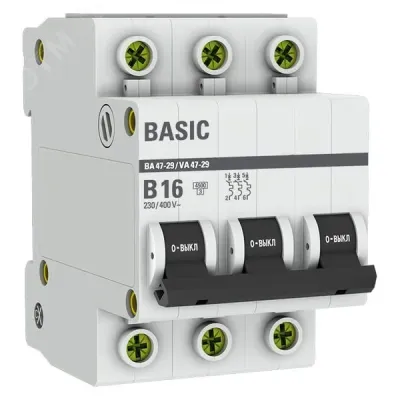 Выключатель автоматический 3P 16А (B) 4,5кА ВА 47-29 Basic