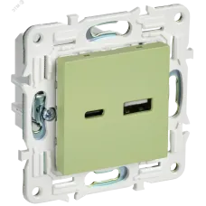 SKANDY Розетка USB A+C 18Вт SK-R13G мятный IEK