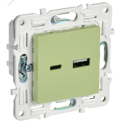 SKANDY Розетка USB A+C 18Вт SK-R13G мятный IEK
