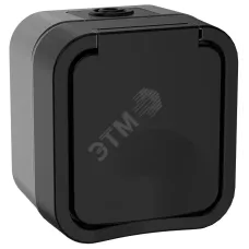 Розетка 1-местная с заземляющим контактом и крышкой TORS 16А IP55 графит