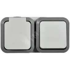Блок розетка + выключатель горизонтальный TORS 16А IP55 белый