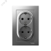 Розетка ATLASDESIGN двойная с заземлением со шторками 16А в сборе сталь
