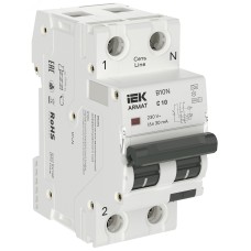 ARMAT Автоматический выключатель дифференциального тока B10N 1P+NP C10 30мА тип A (36мм) IEK