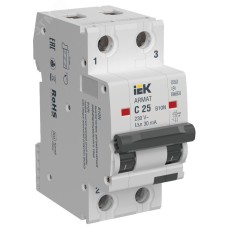 ARMAT Автоматический выключатель дифференциального тока B10N 2P C25 30мА тип A IEK