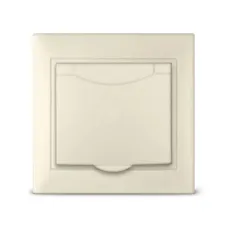 Севиль Розетка с заземлением с крышкой слоновая кость (ivory)