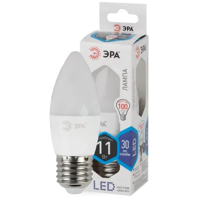 Лампочка светодиодная ЭРА STD LED B35-11W-840-E27 E27 / Е27 11Вт свеча нейтральный белый свeт