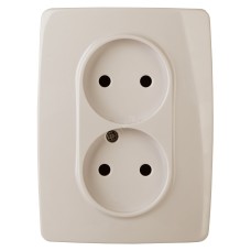 12-2007-02 ЭРА Розетка 2X2P, 16А-250В, б.л., Эра12, слоновая кость (10/100/1800)