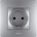 Розетка 1-местная с заземлением без защитных шторок 16А алюминий ETIKA