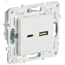 SKANDY Розетка USB A+C 3,1А SK-R14W арктический белый IEK